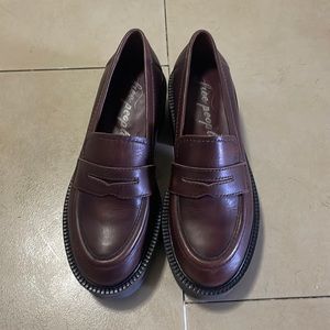Brown platform free people loafers